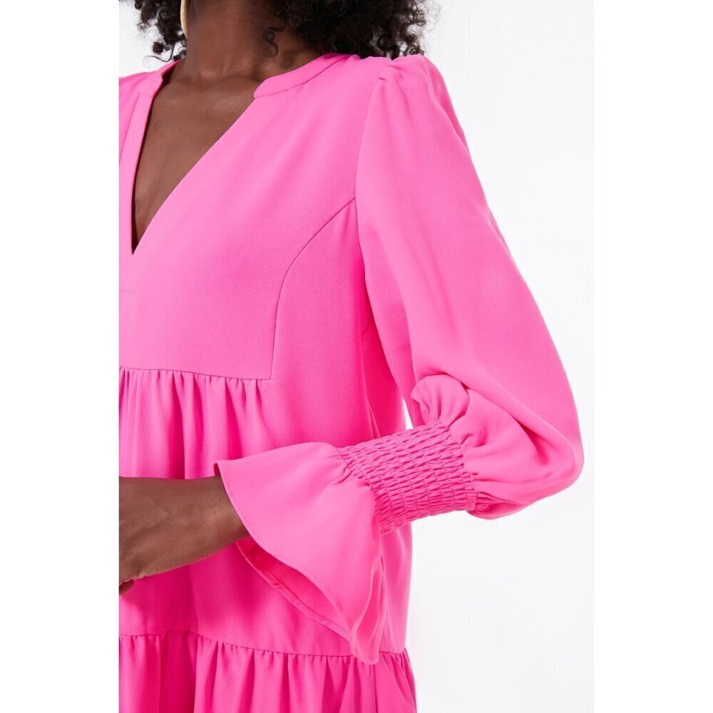 NWT Pomander Place Electric Pink Crepe Kenzo Dress, Size XS - Picture 4 of 6